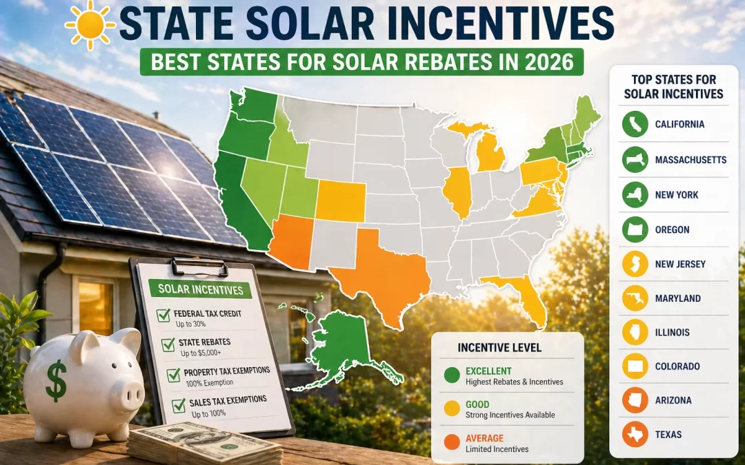 State Solar Incentives: Best States for Solar Rebates in 2026